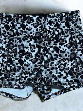 Jessica Simpson Black and White Leopard Print Bike Shorts
